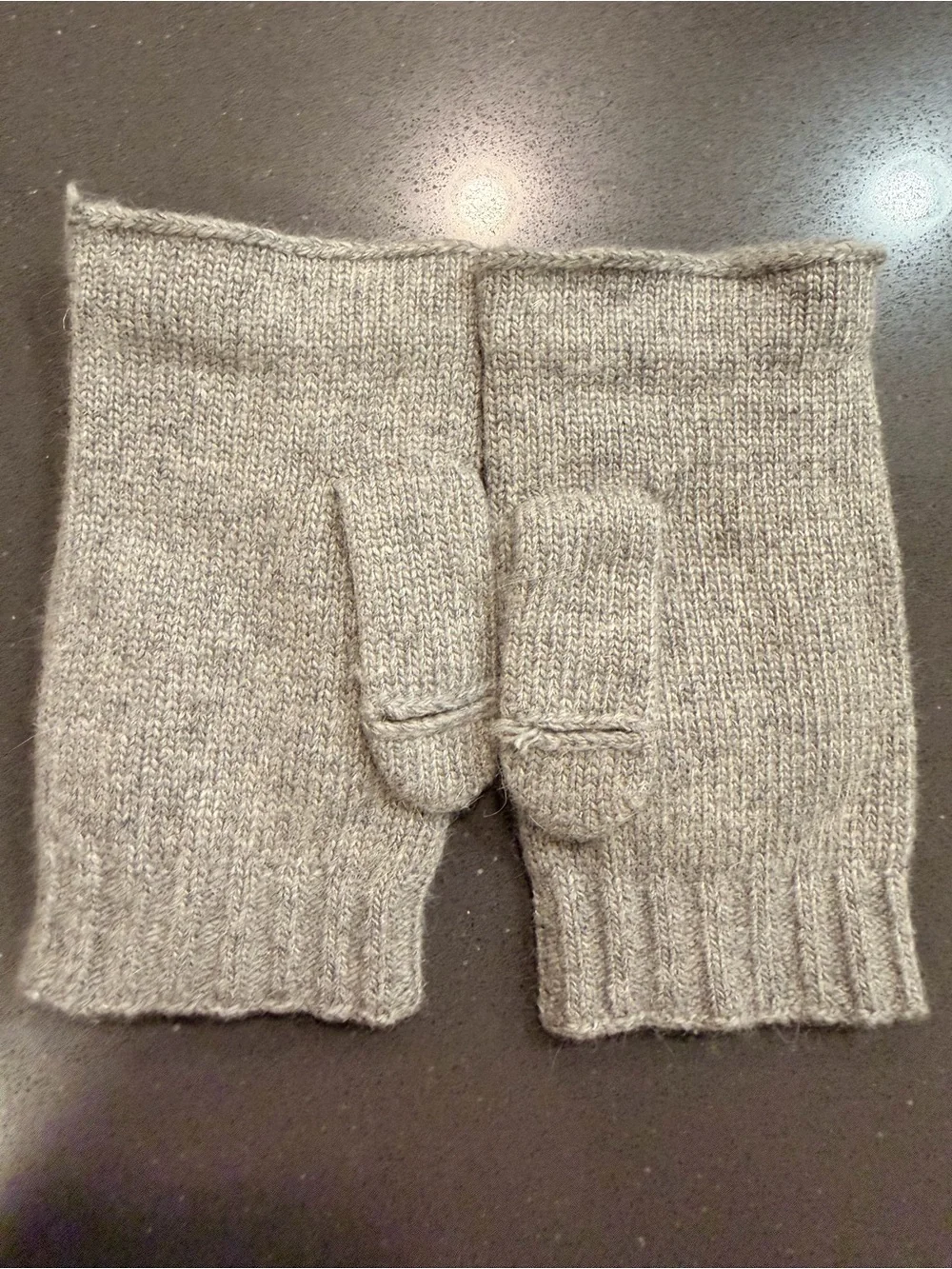 Portolano Cashmere Wool Convertible Fingerless Gloves Mittens Gray NWOT
